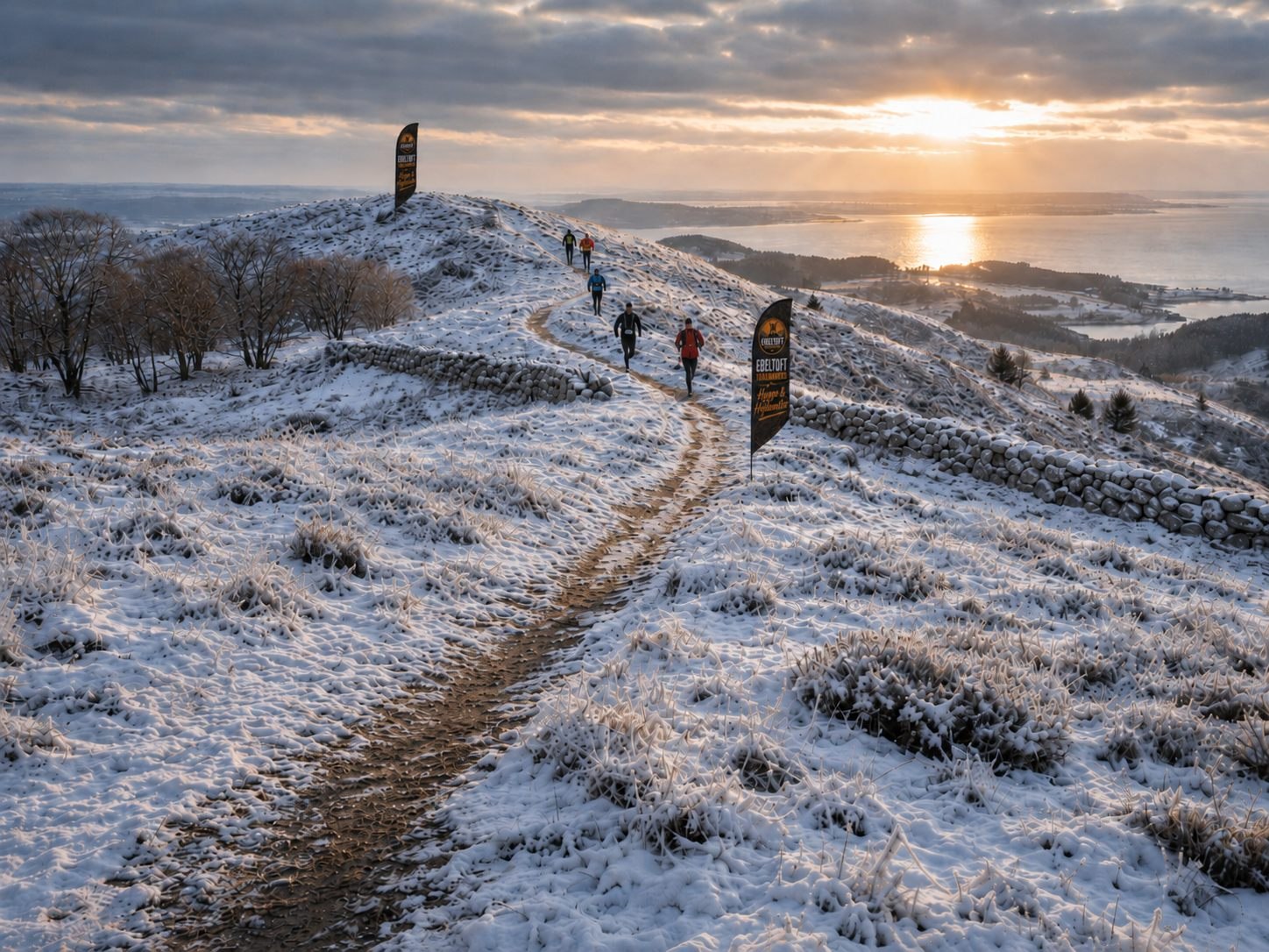 Bakket landskab i Nationalpark Mols Bjerge ved vintertid